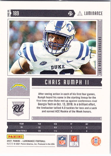 2021 Panini Luminance #189 Chris Rumph II Gold #/299