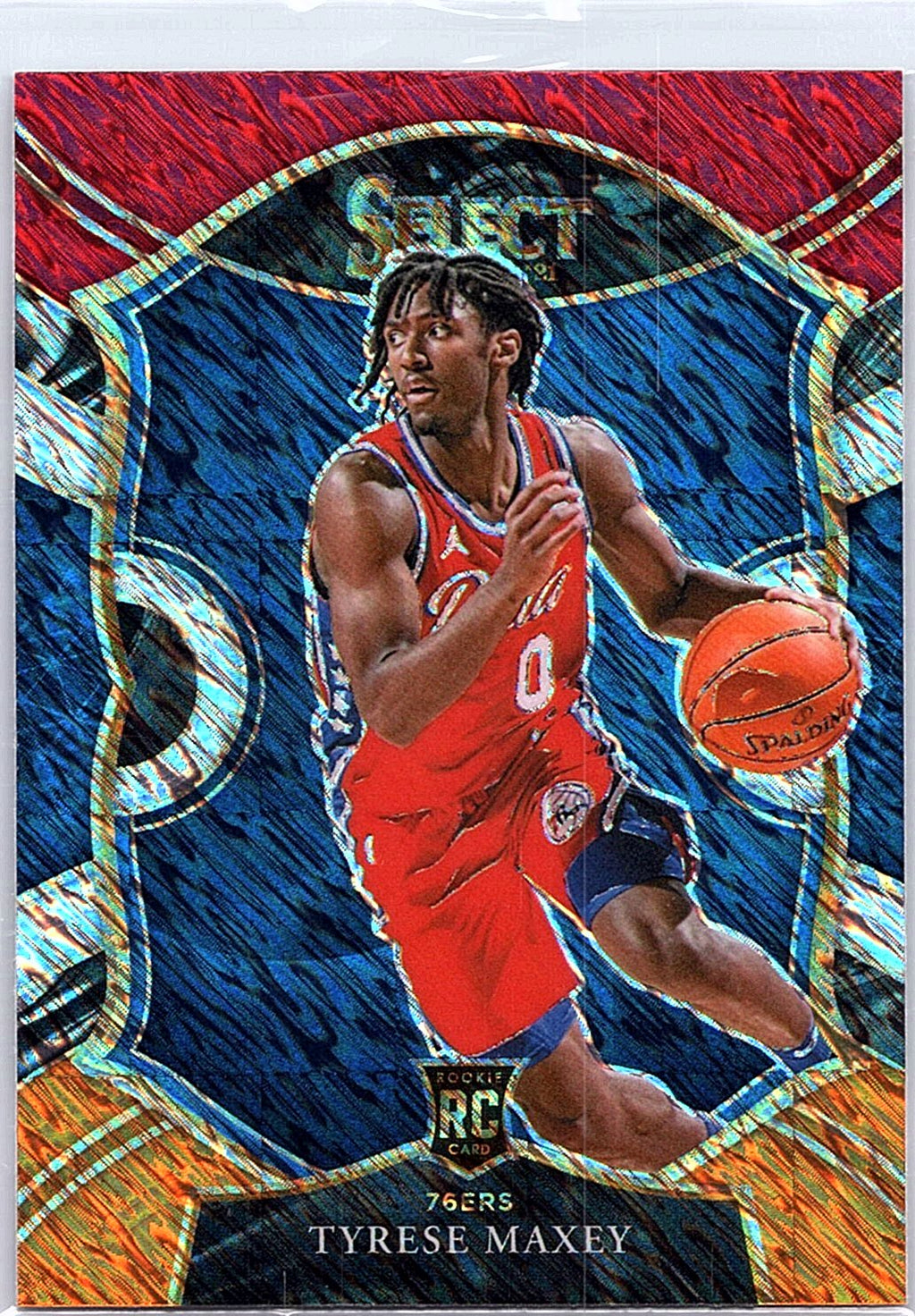2020-21 Panini Select #81 Tyrese Maxey Red White Orange Shimmer