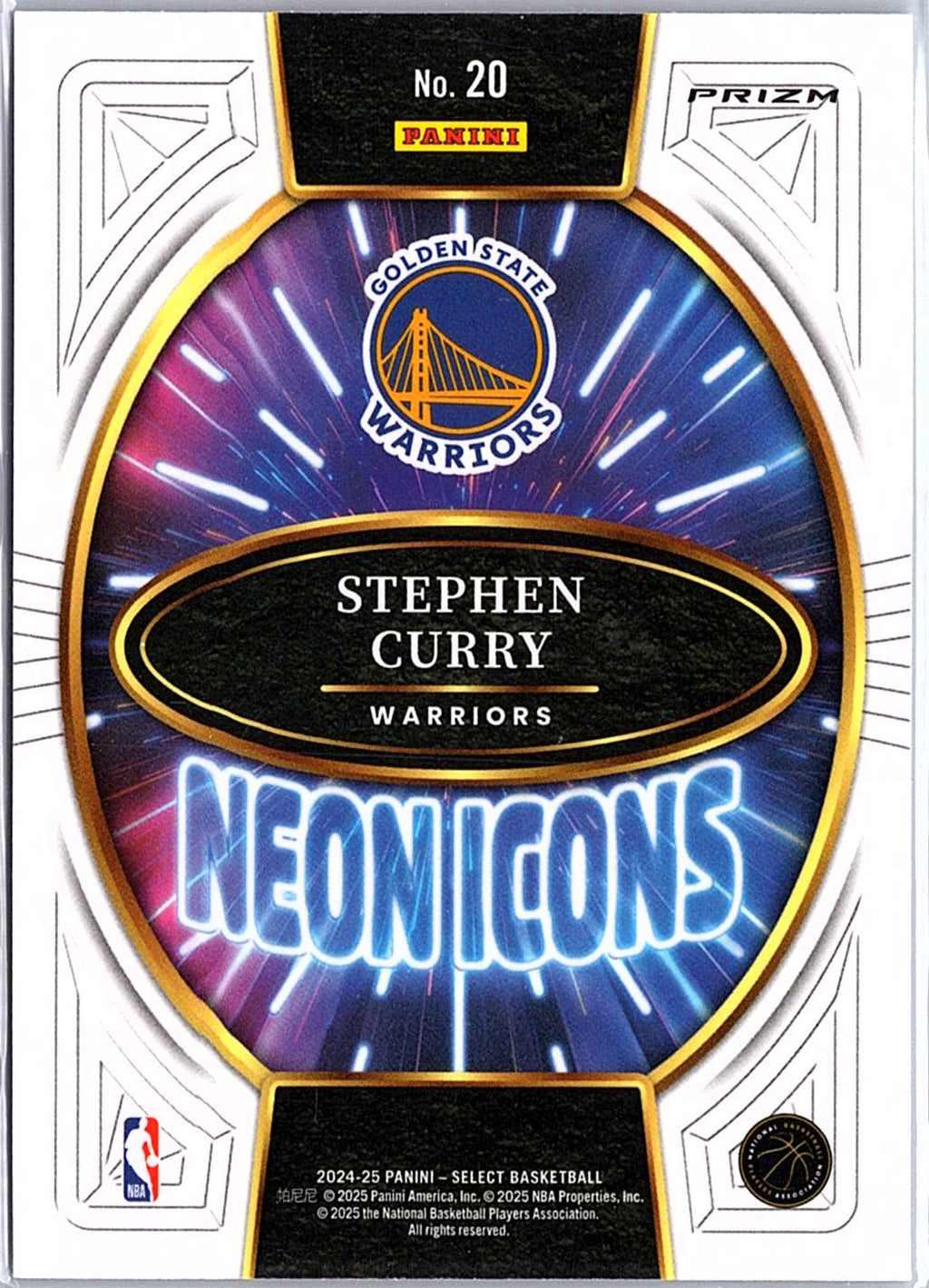 2024-25 Panini Select #20 Stephen Curry Neon Icons Silver Prizms