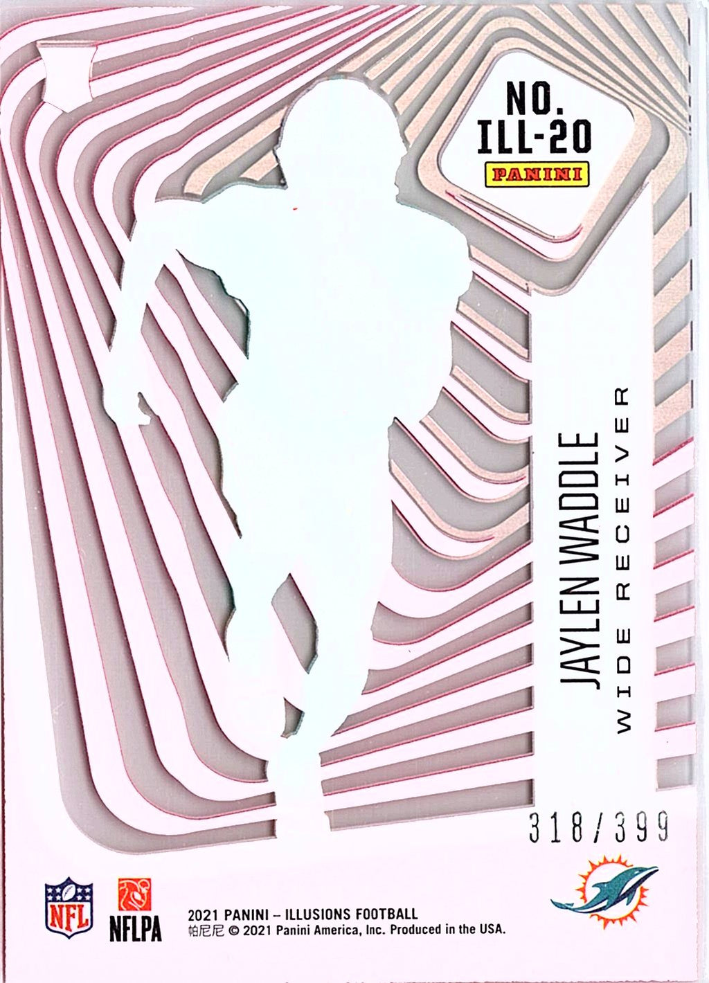 2021 Panini Illusions #ILL-20 Jaylen Waddle Illusionists Pink #/399