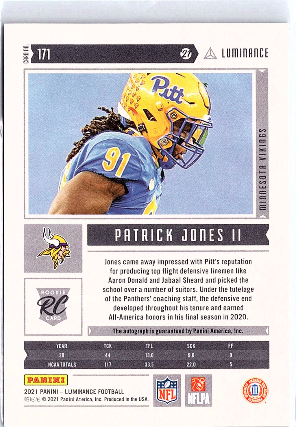 2021 Panini Luminance #171 Patrick Jones II Autographs #/349