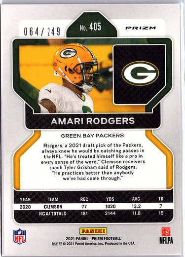 2021 Panini Prizm #405 Amari Rodgers Orange #/249