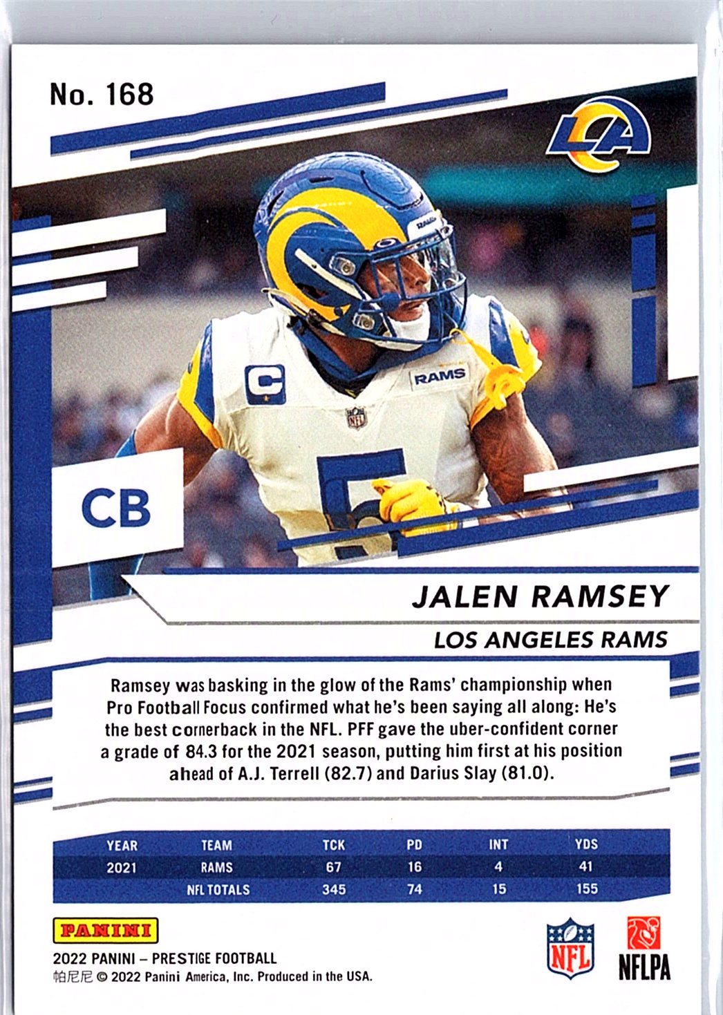 2022 Panini Prestige #168 Jalen Ramsey Xtra Points Blue #/299