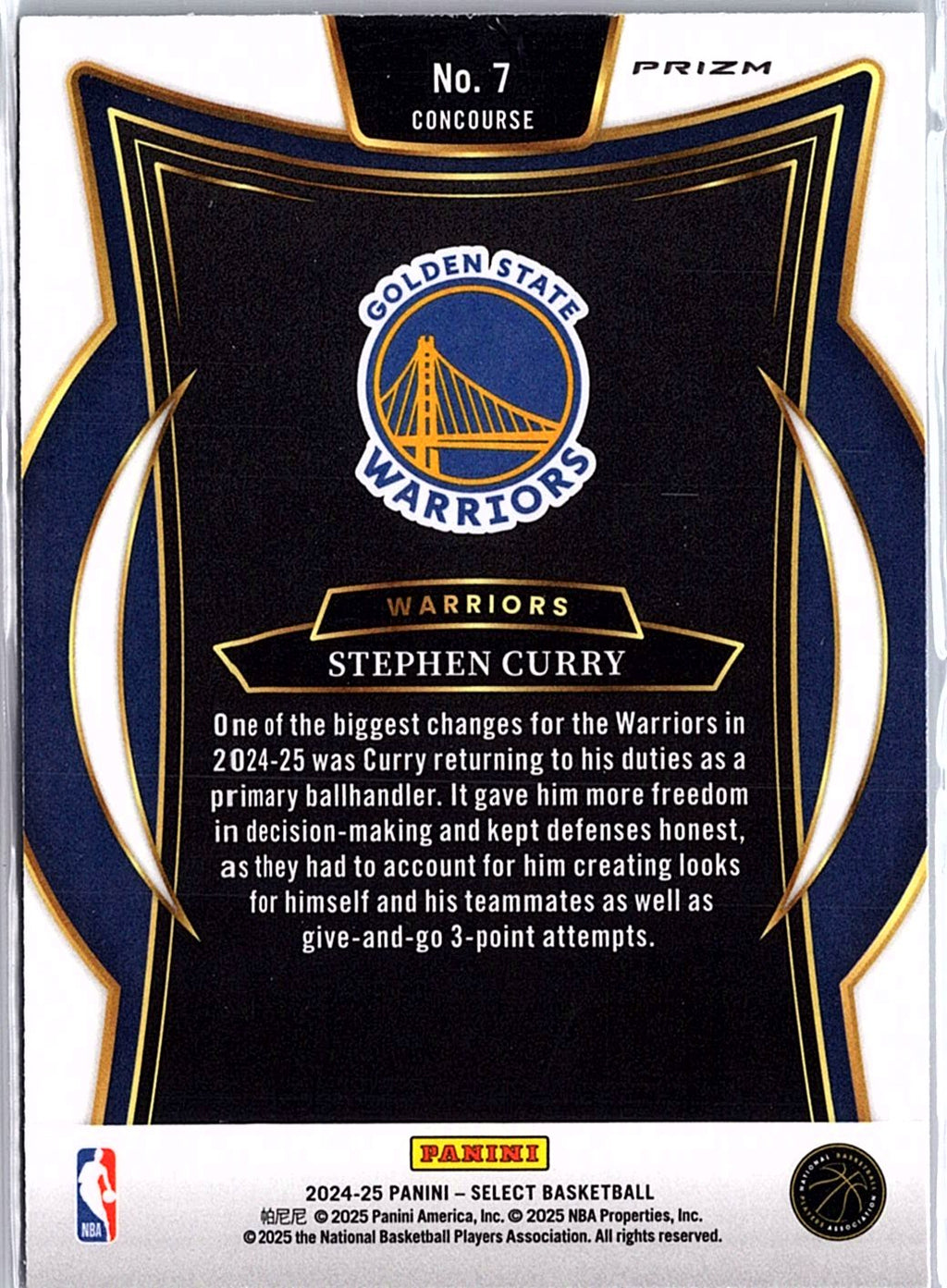 2024-25 Panini Select #7 Stephen Curry Green White Purple Prizm