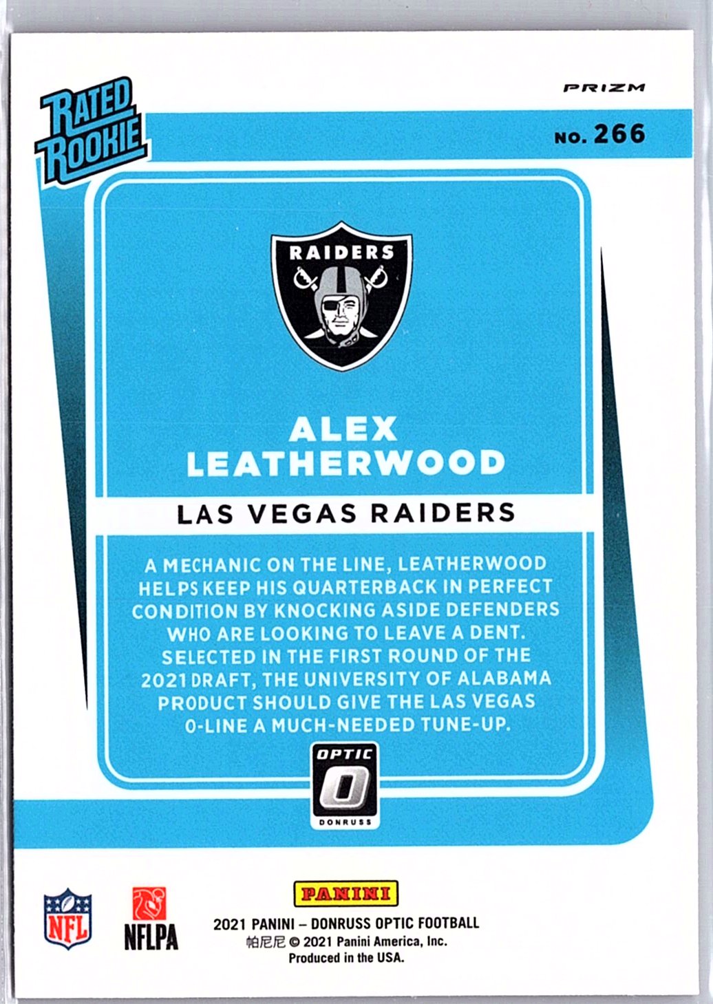 2021 Donruss Optic #266 Alex Leatherwood Red Hyper