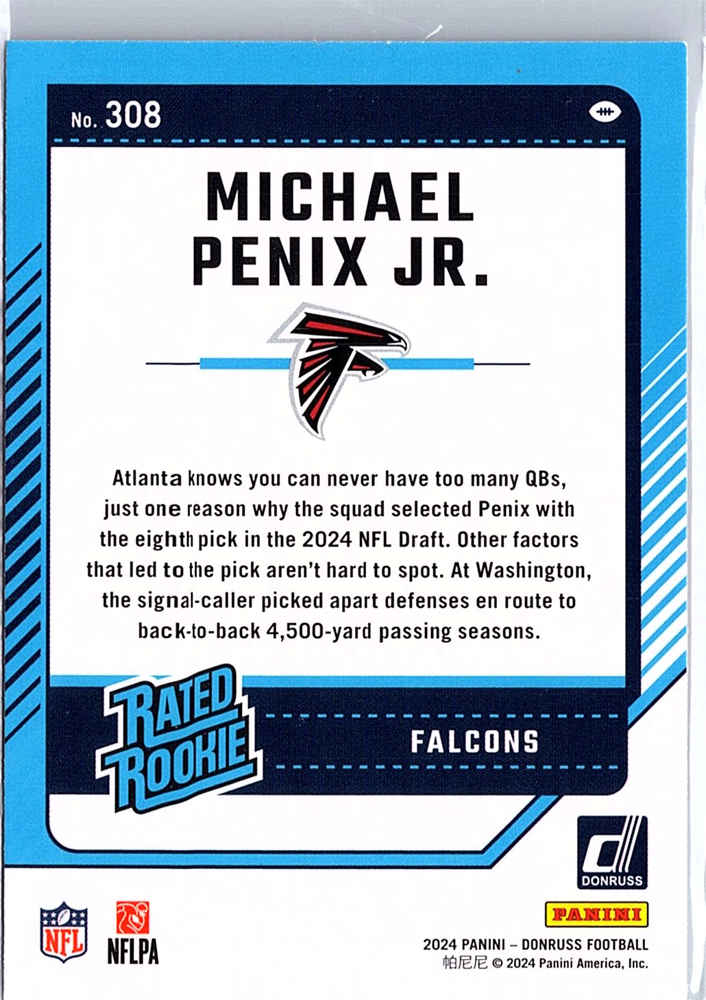 2024 Donruss #308 Michael Penix Jr.