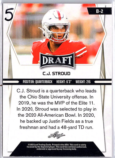 2022 Leaf Draft (Hobby) #B-2 C.J. Stroud Red