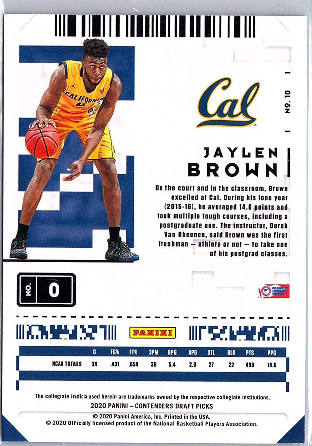2020 Panini Contenders Draft Picks #10 Jaylen Brown