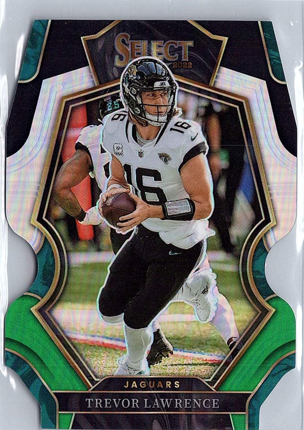 2022 Panini Select #145 Trevor Lawrence Black and Green Prizm Die Cut