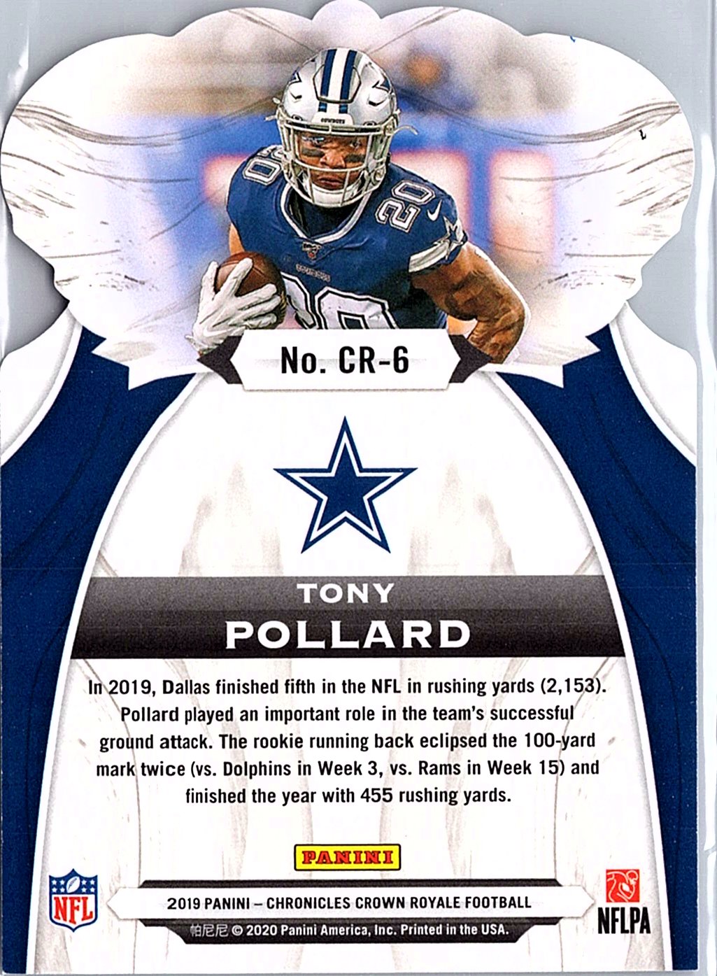 2019 Panini Chronicles #CR-6 Tony Pollard Crown Royale