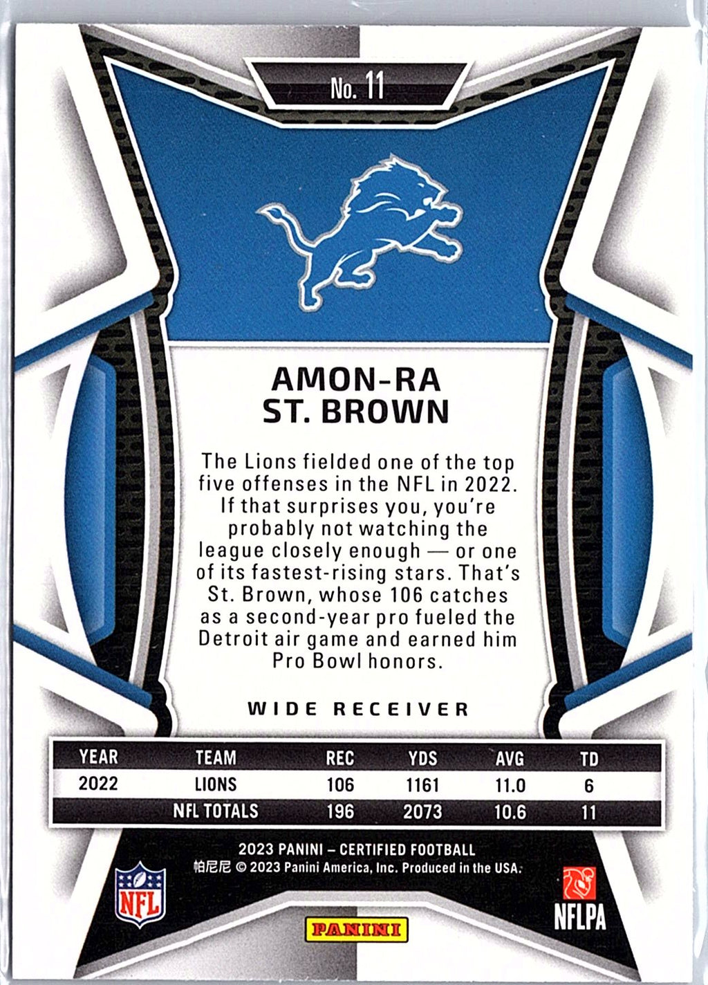 2023 Panini Certified #11 Amon-Ra St. Brown