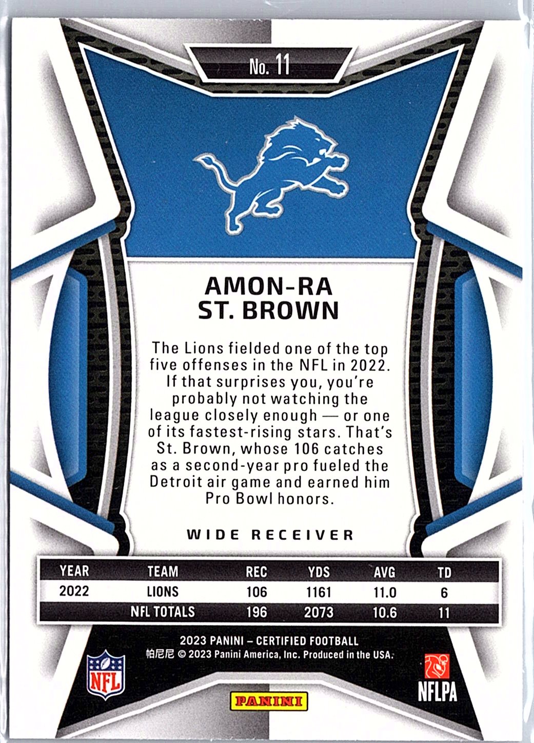 2023 Panini Certified #11 Amon-Ra St. Brown