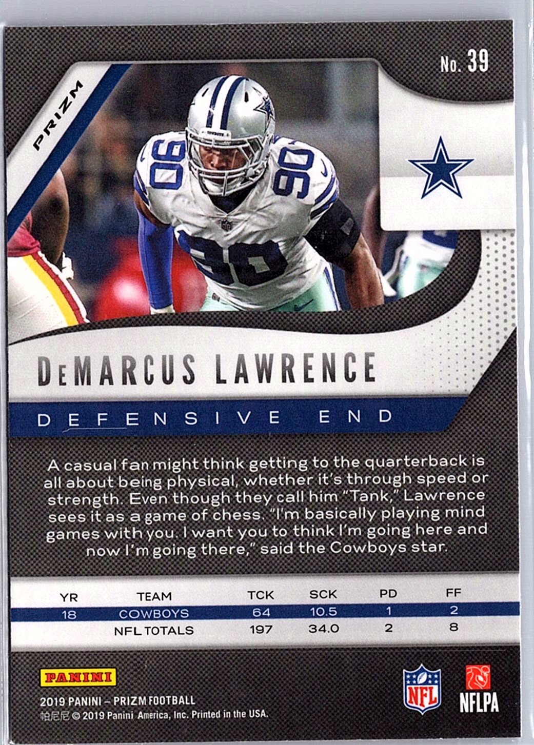 2019 Panini Prizm #39 DeMarcus Lawrence Red White and Blue