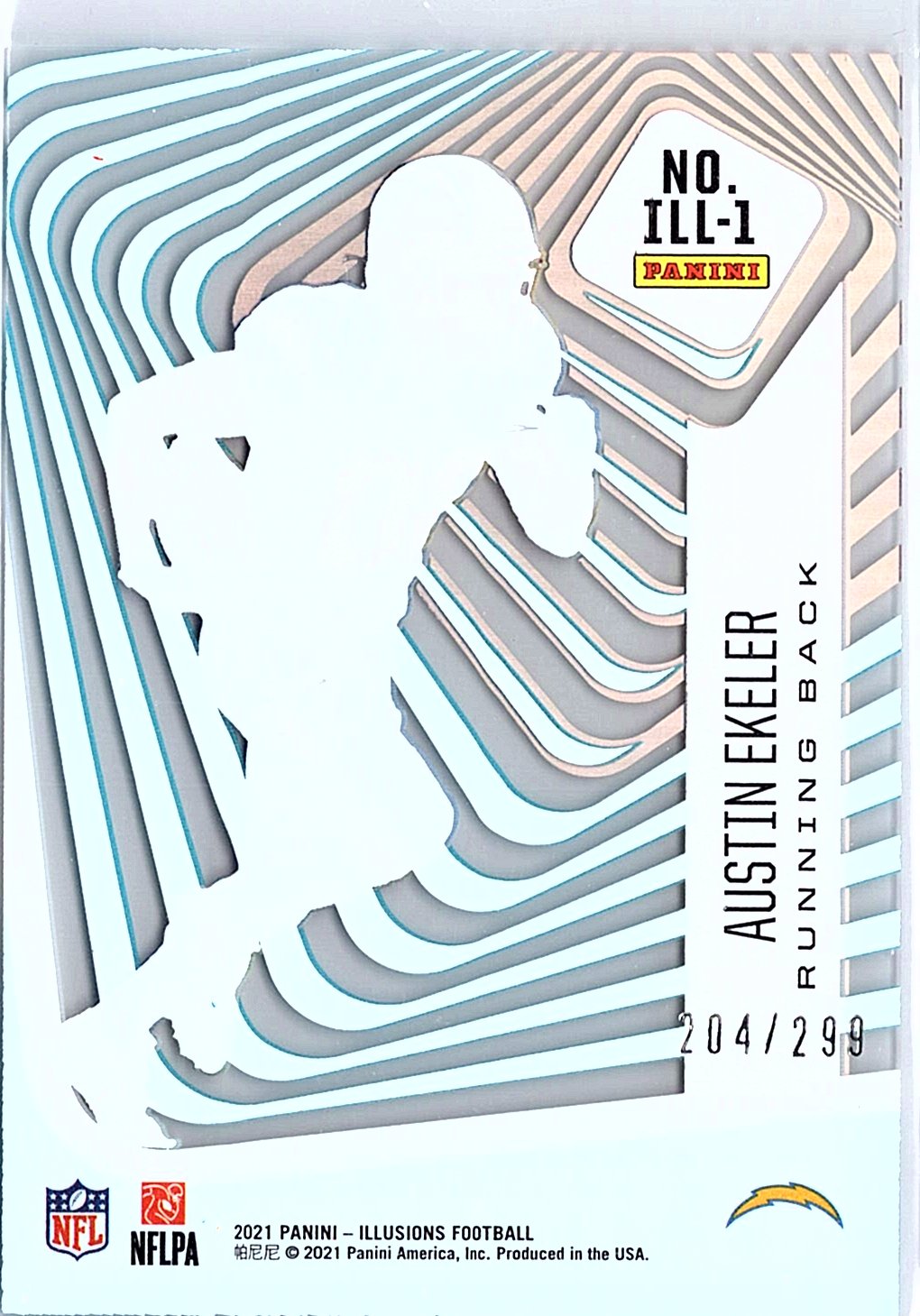 2021 Panini Illusions #ILL-1 Austin Ekeler Illusionists Light Blue #/299