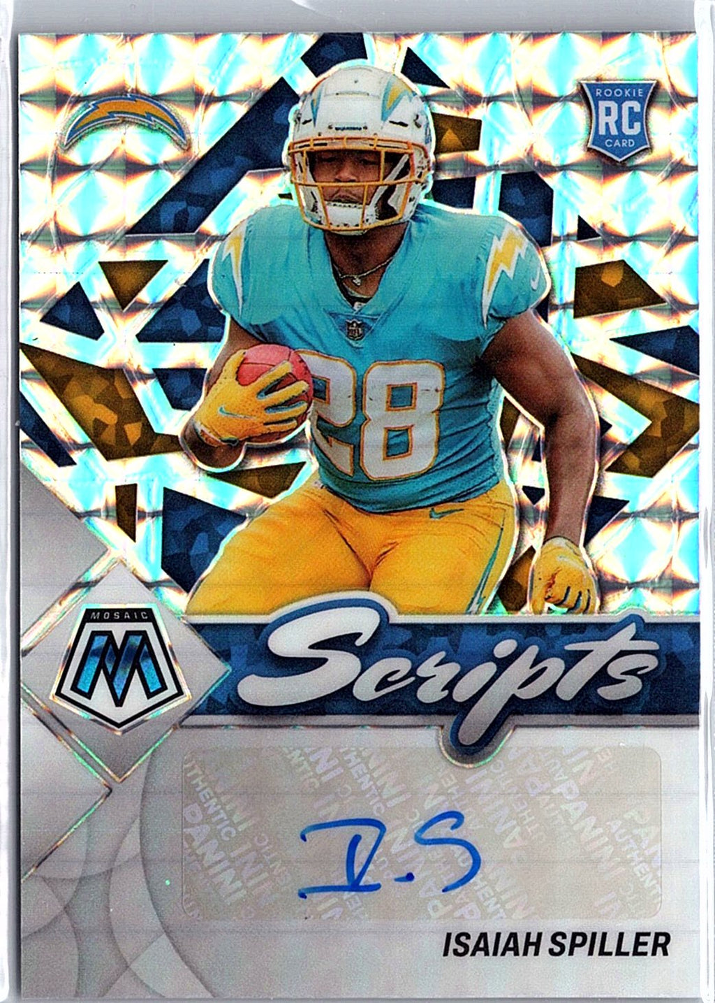 2022 Panini Mosaic #RS-IS Isaiah Spiller Rookie Scripts