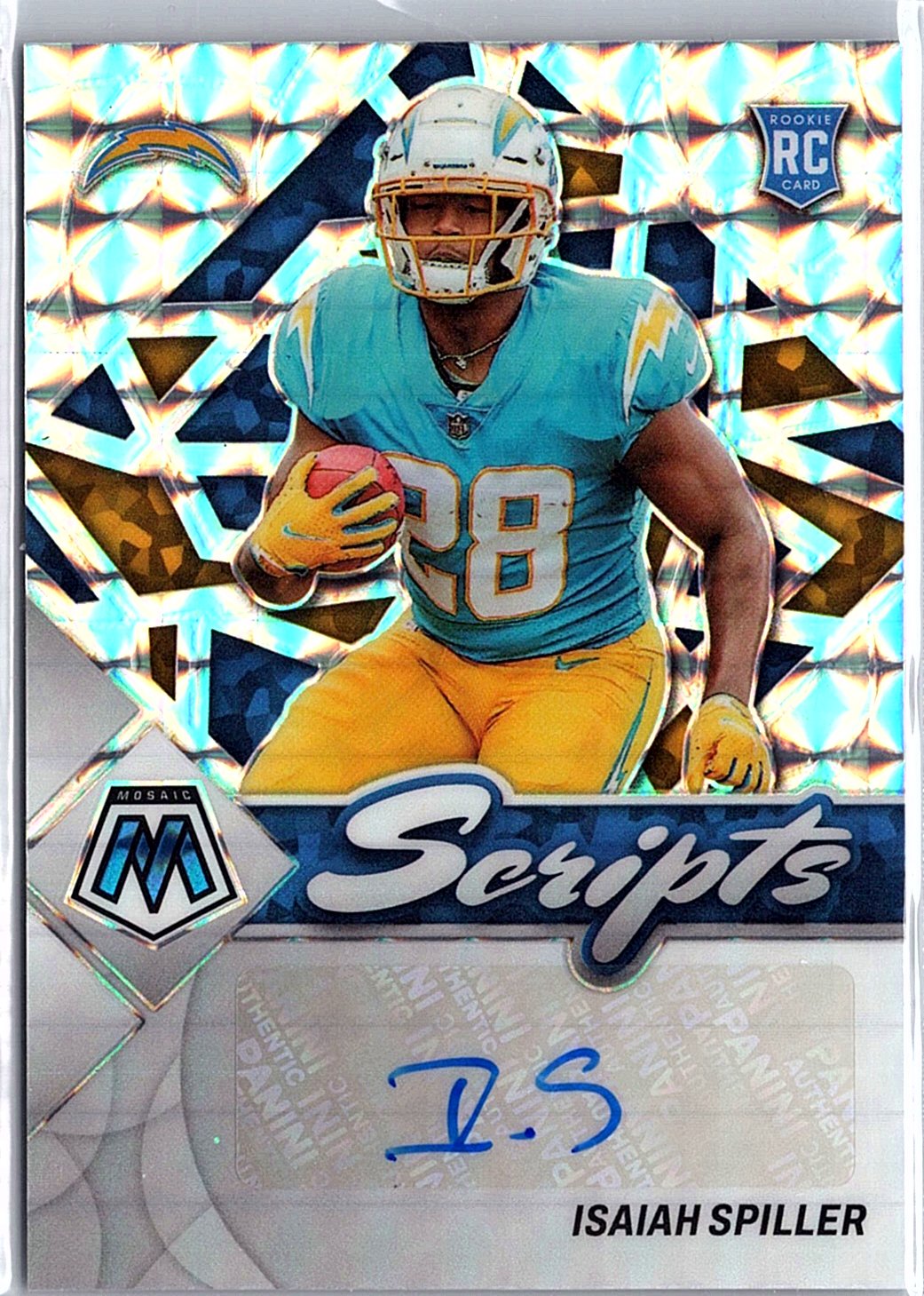 2022 Panini Mosaic #RS-IS Isaiah Spiller Rookie Scripts