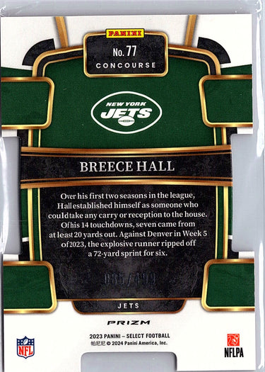 2023 Panini Select #77 Breece Hall Orange Prizms Die Cuts #/499