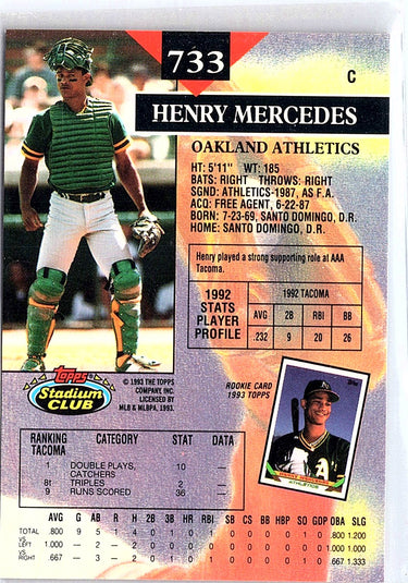 1993 Stadium Club #733 Henry Mercedes First Day Production
