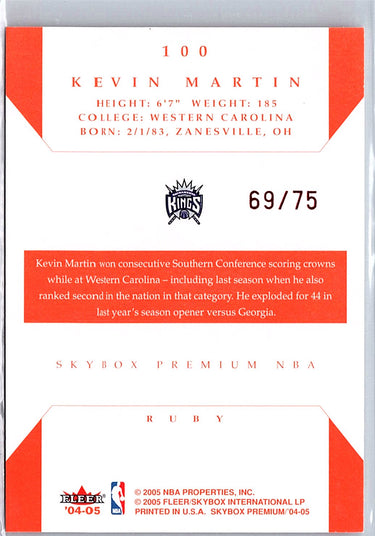 2004-05 SkyBox Premium #100 Kevin Martin Ruby #/75