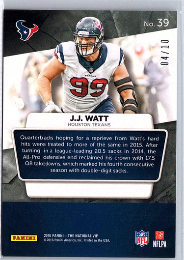 2016 VIP Party #39 J.J. Watt Gold Pulsar #/10