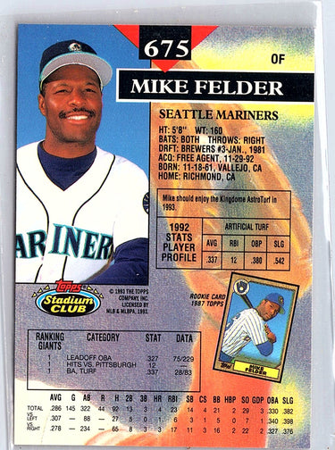 1993 Stadium Club #675 Mike Felder First Day Production