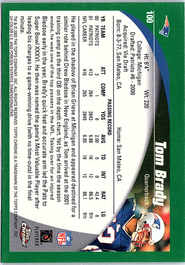 2002 Topps Chrome #100 Tom Brady