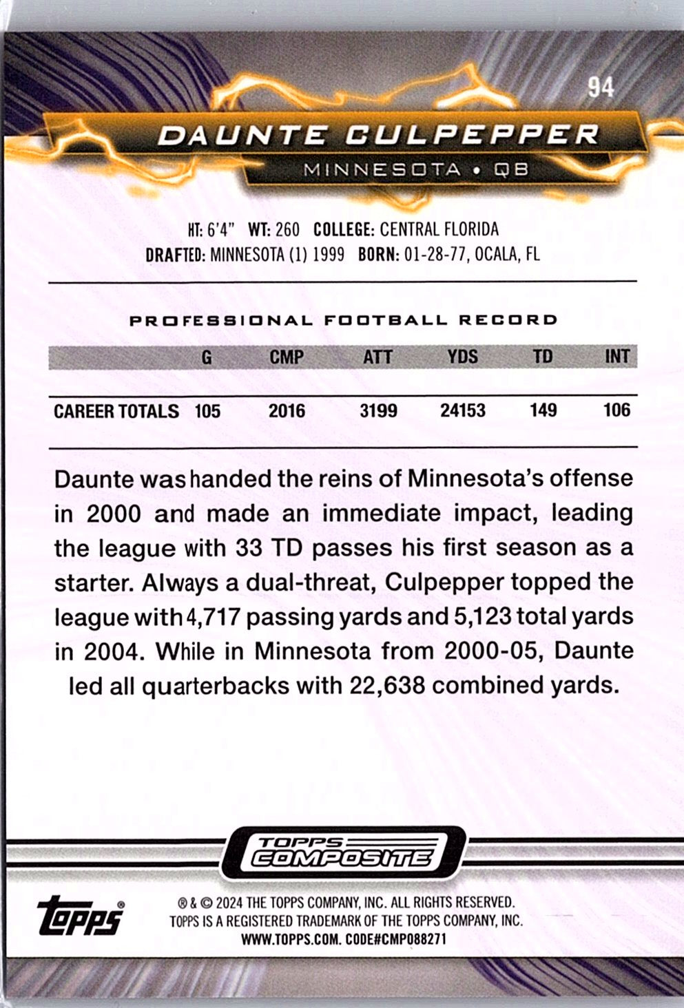 2023 Topps Composite #94 Daunte Culpepper Resurgence Red Geometric #/5