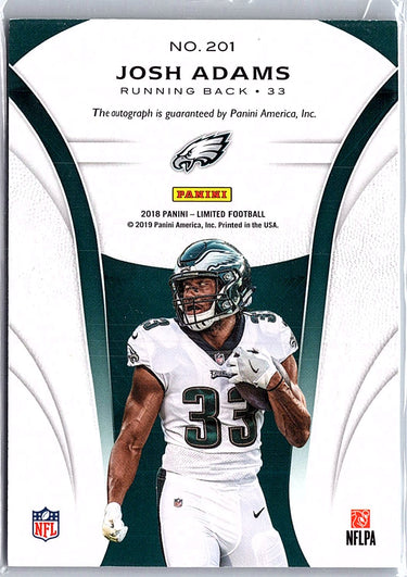 2018 Panini Limited #201 Josh Adams Gold Spotlight #/25  Auto RC