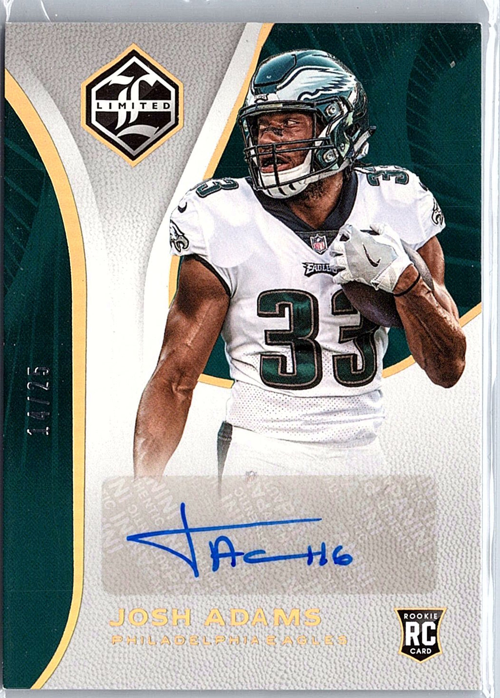 2018 Panini Limited #201 Josh Adams Gold Spotlight #/25  Auto RC