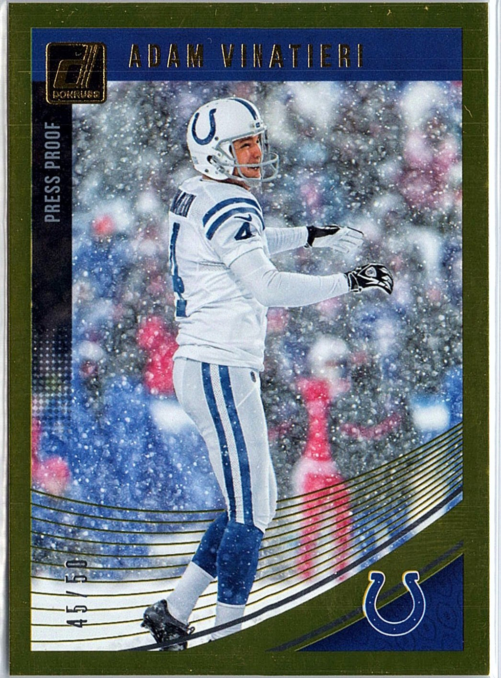 2018 Donruss #128 Adam Vinatieri Press Proof Gold #/50
