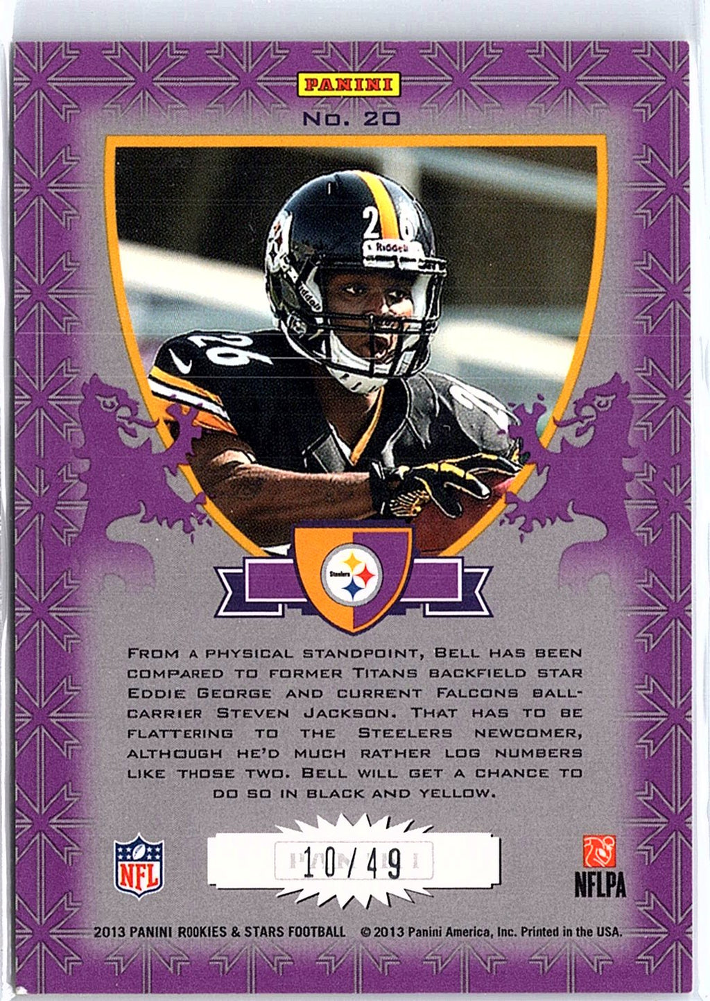2013 Panini Rookies & Stars #20 Le'Veon Bell Rookie Crusade Purple #/49