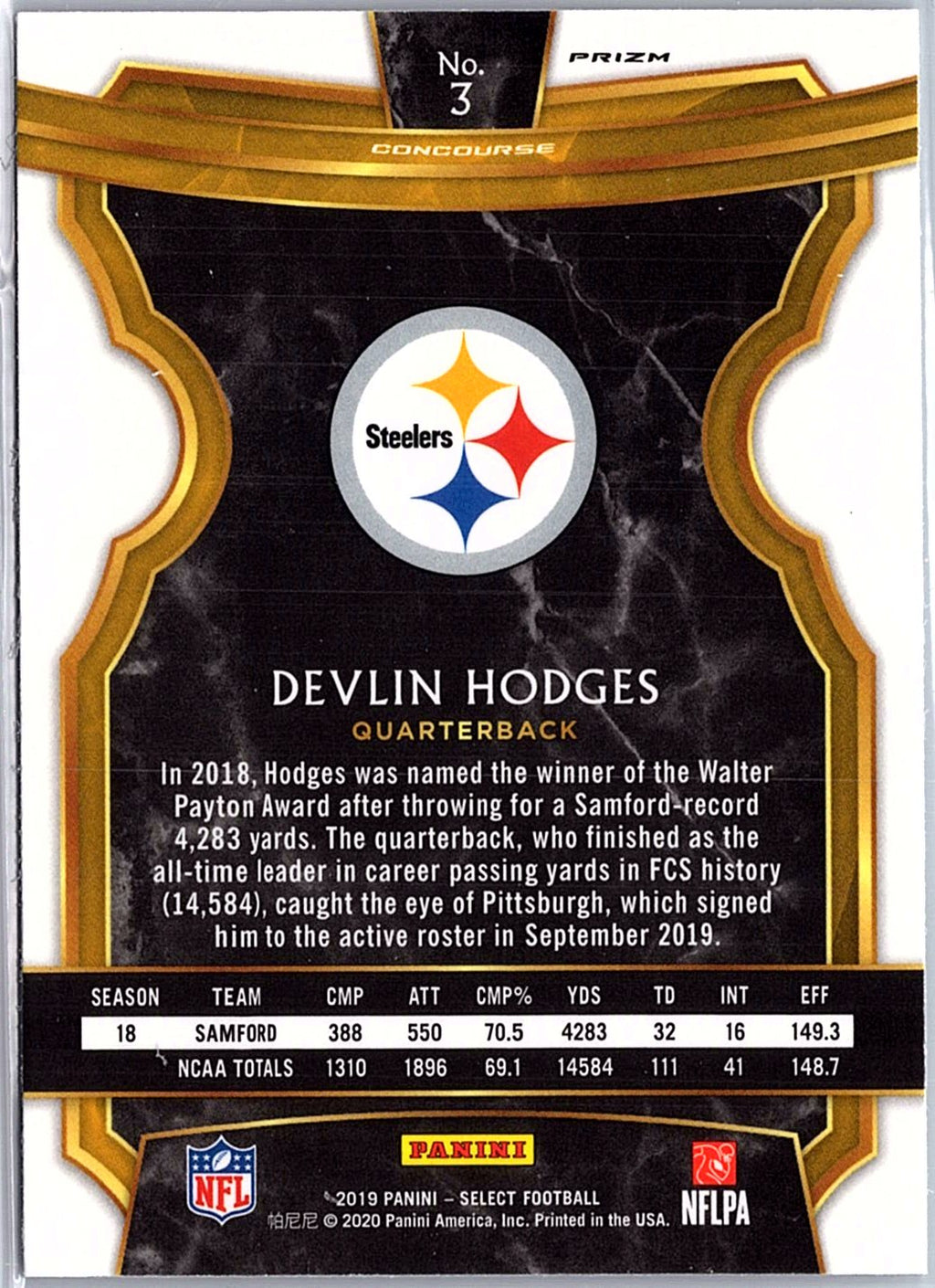 2019 Panini Select #3 Devlin Hodges Silver Prizm