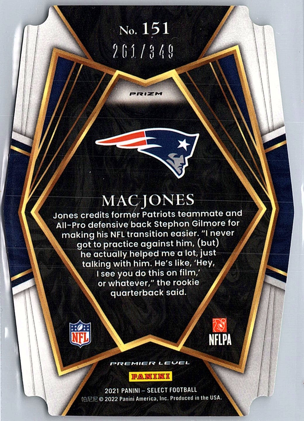 2021 Panini Select #151 Mac Jones Neon Green Prizm Die Cut #/349