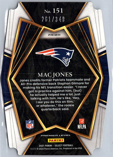 2021 Panini Select #151 Mac Jones Neon Green Prizm Die Cut #/349