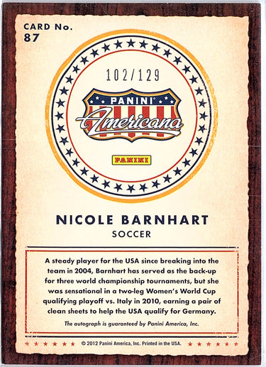 2012 Panini Americana Nicole Barnhart Auto #d /129