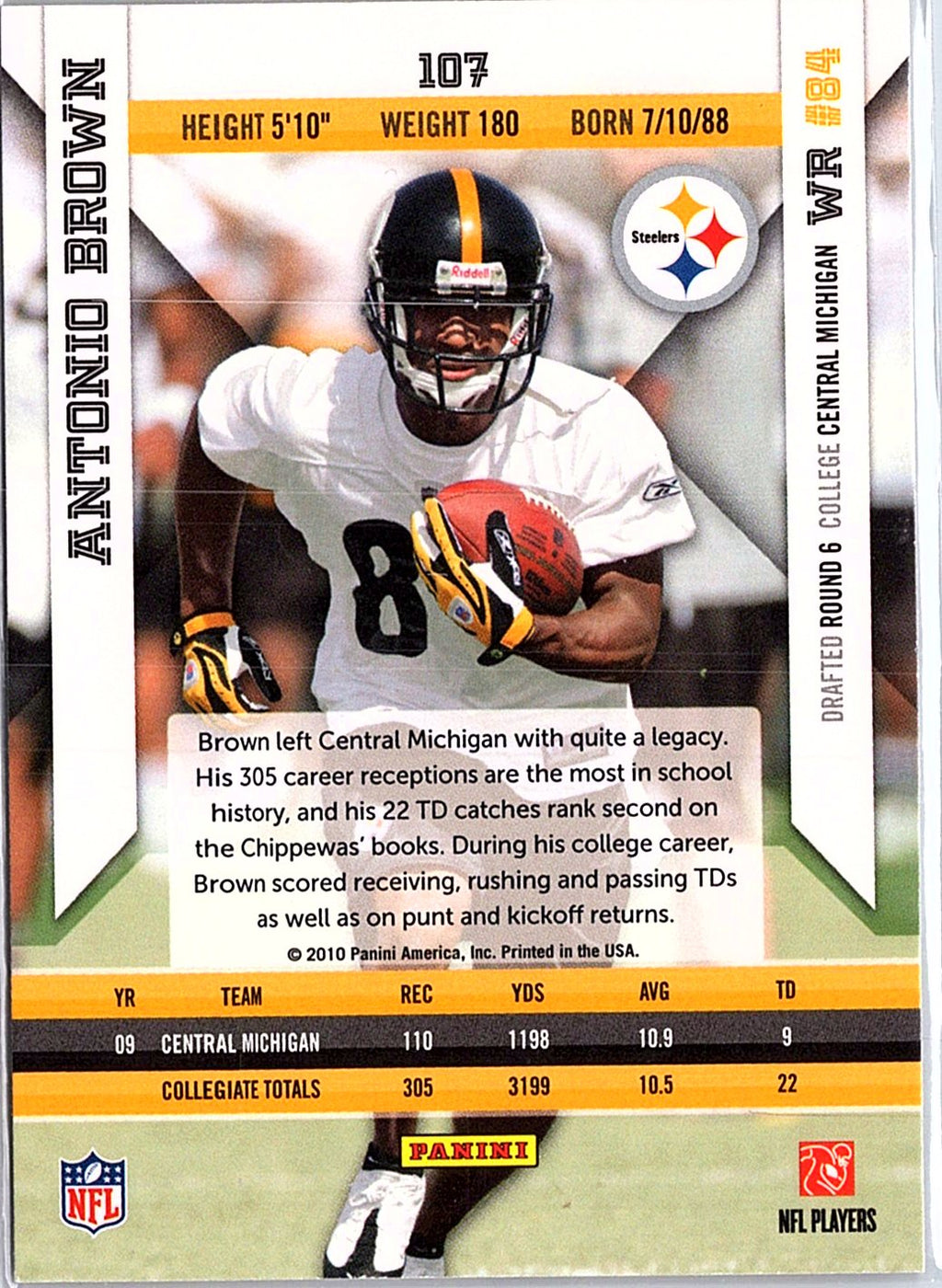 2010 Panini Epix #107 Antonio Brown