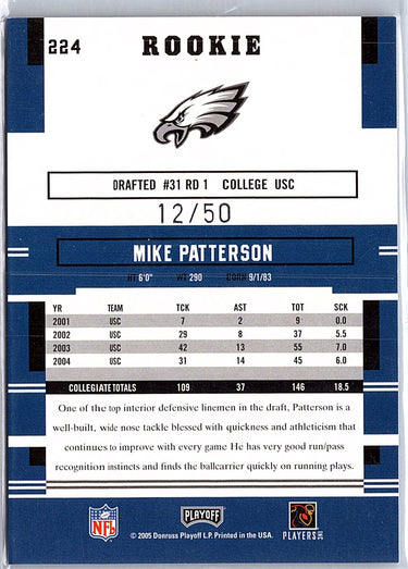 2005 Playoff Prestige #224 Mike Patterson Xtra Points Green #/50