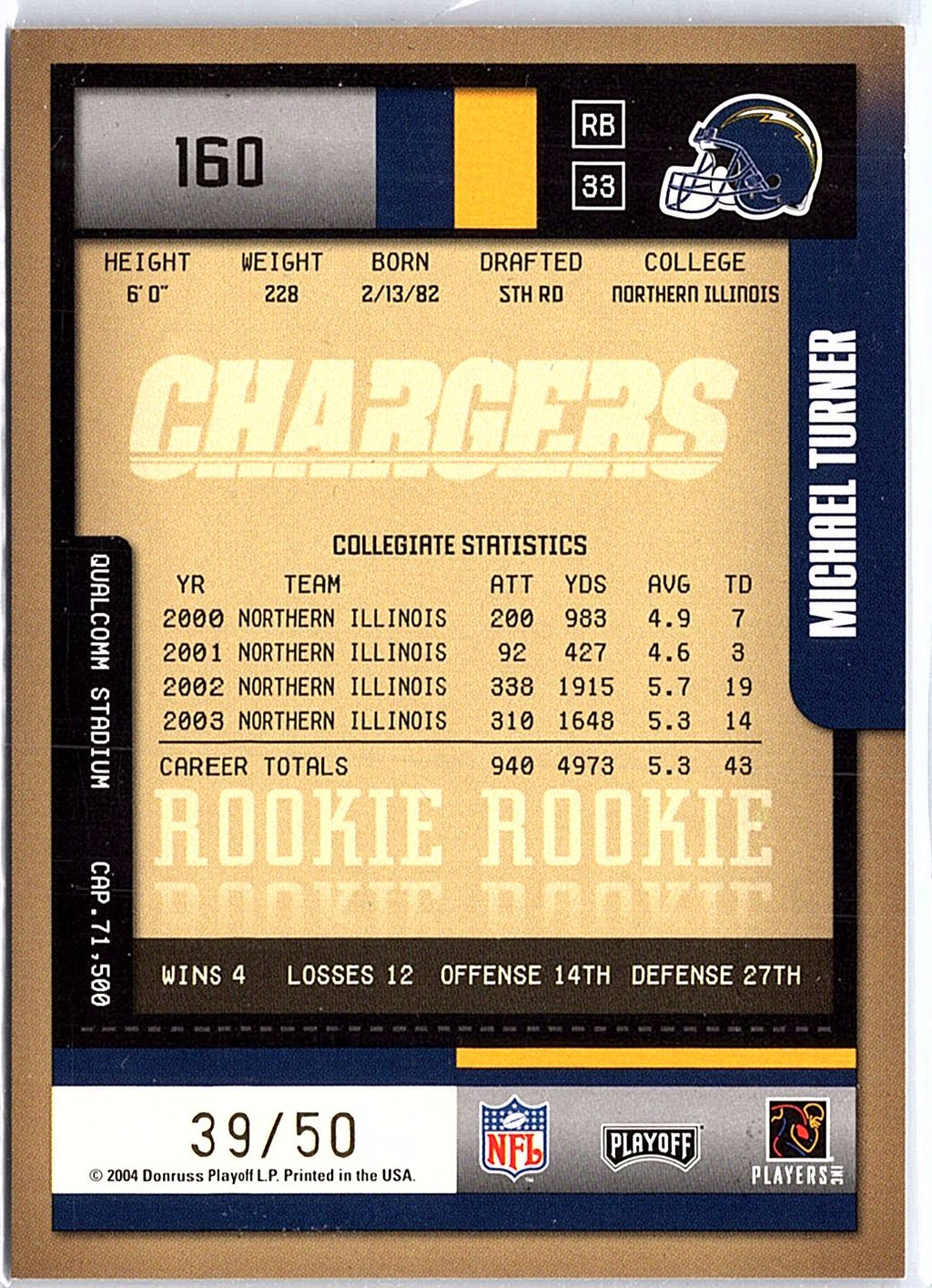2004 Playoff Contenders #160 Michael Turner Playoff Ticket #/50
