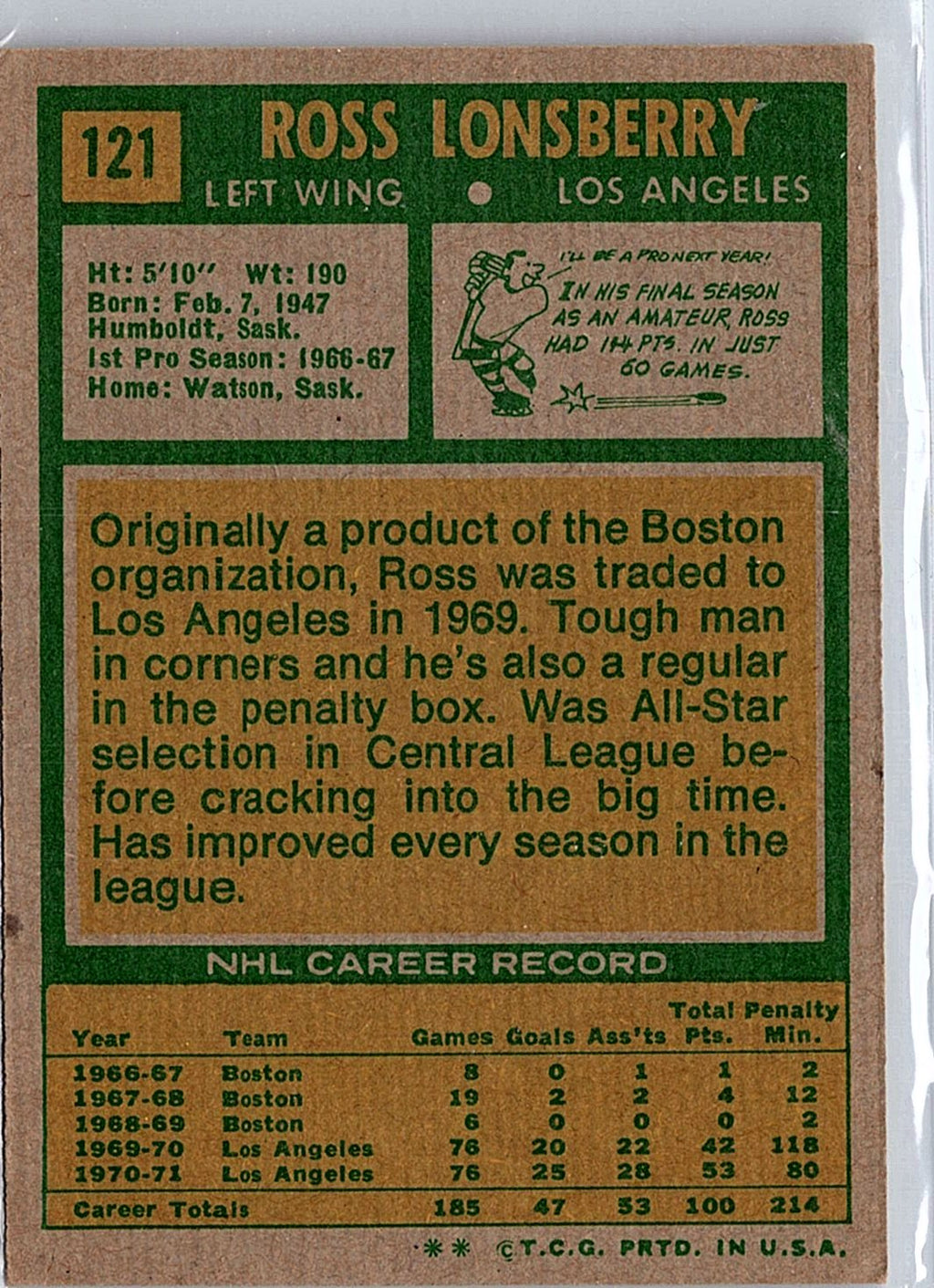 1971-72 Topps #121 Ross Lonsberry