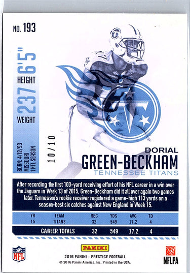 2016 Panini Prestige #193 Dorial Green-Beckham Xtra Points Black #/10