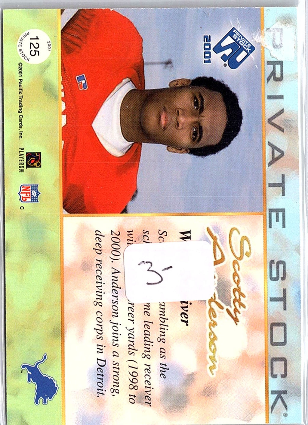 2001 Pacific Private Stock #125 Scotty Anderson Gold Framed #/49