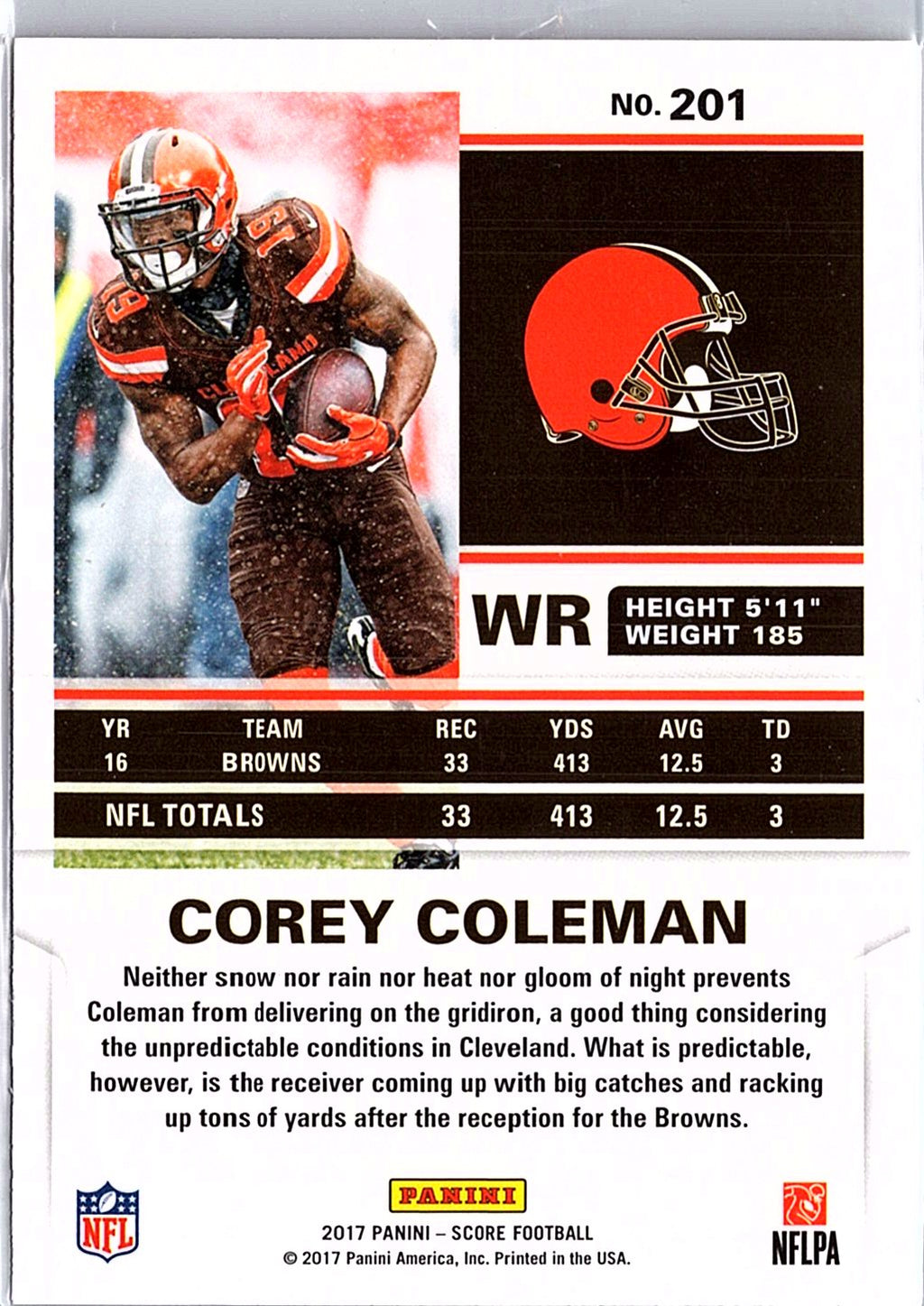 2017 Score #201 Corey Coleman First Down #/10