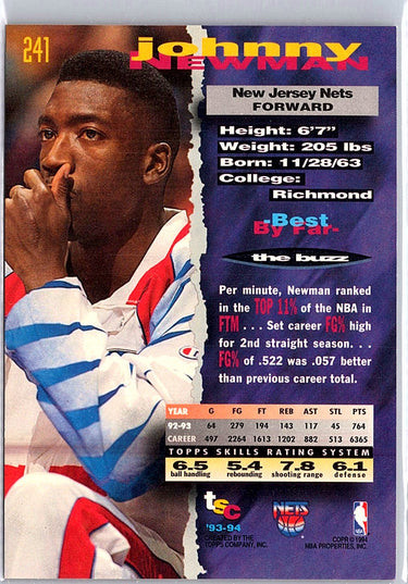 1993-94 Stadium Club #241 Johnny Newman First Day Issue