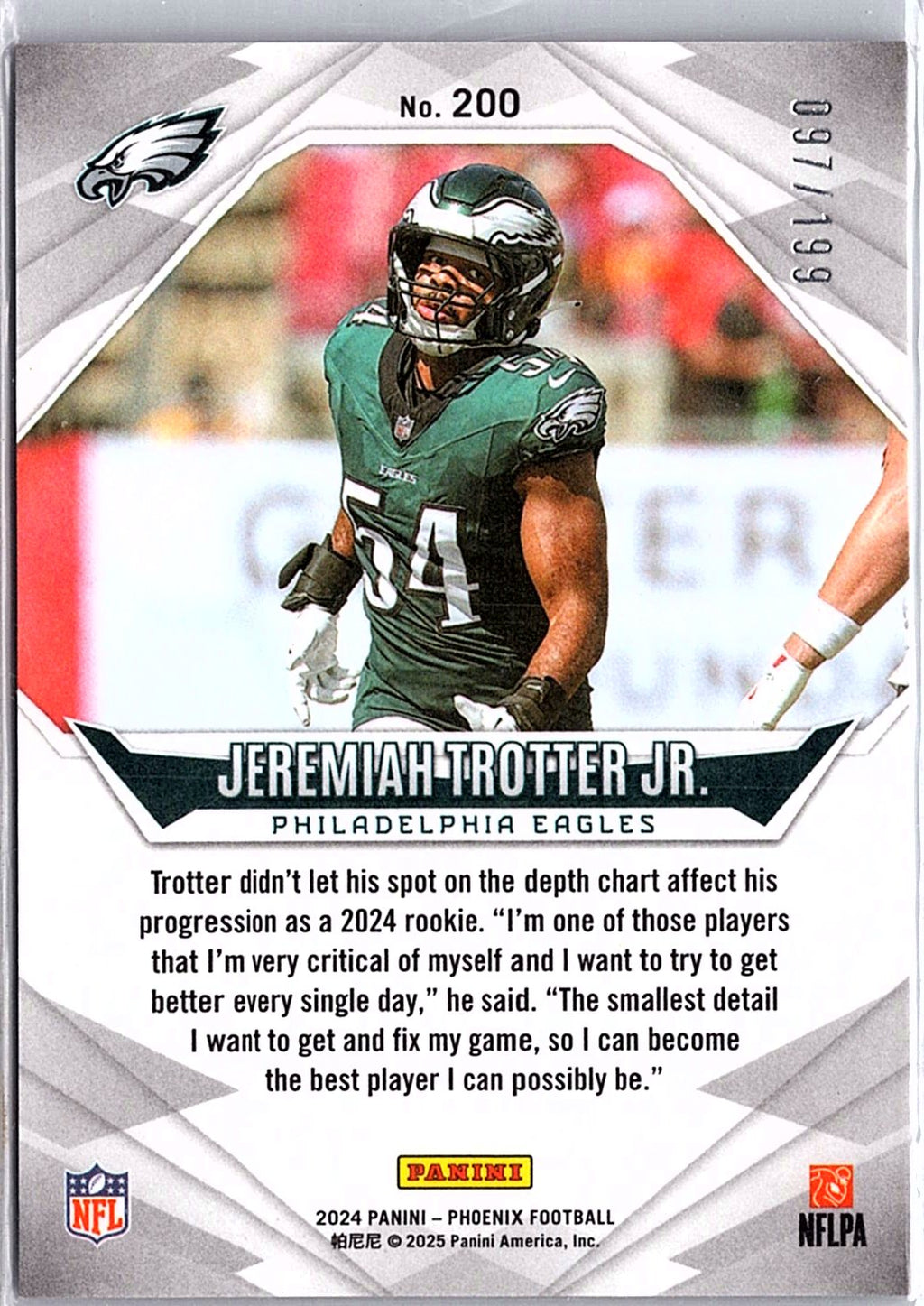 2024 Panini Phoenix #200 Jeremiah Trotter Jr. Red Lazer #/199