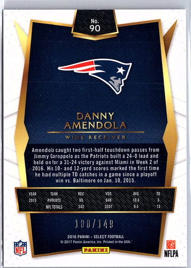 2016 Panini Select #90 Danny Amendola Blue Prizm #/149