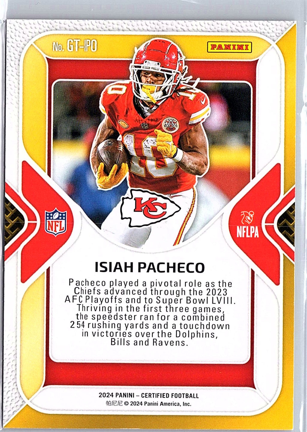 2024 Panini Certified #GT-IPO Isiah Pacheco Gold Team Pink /199