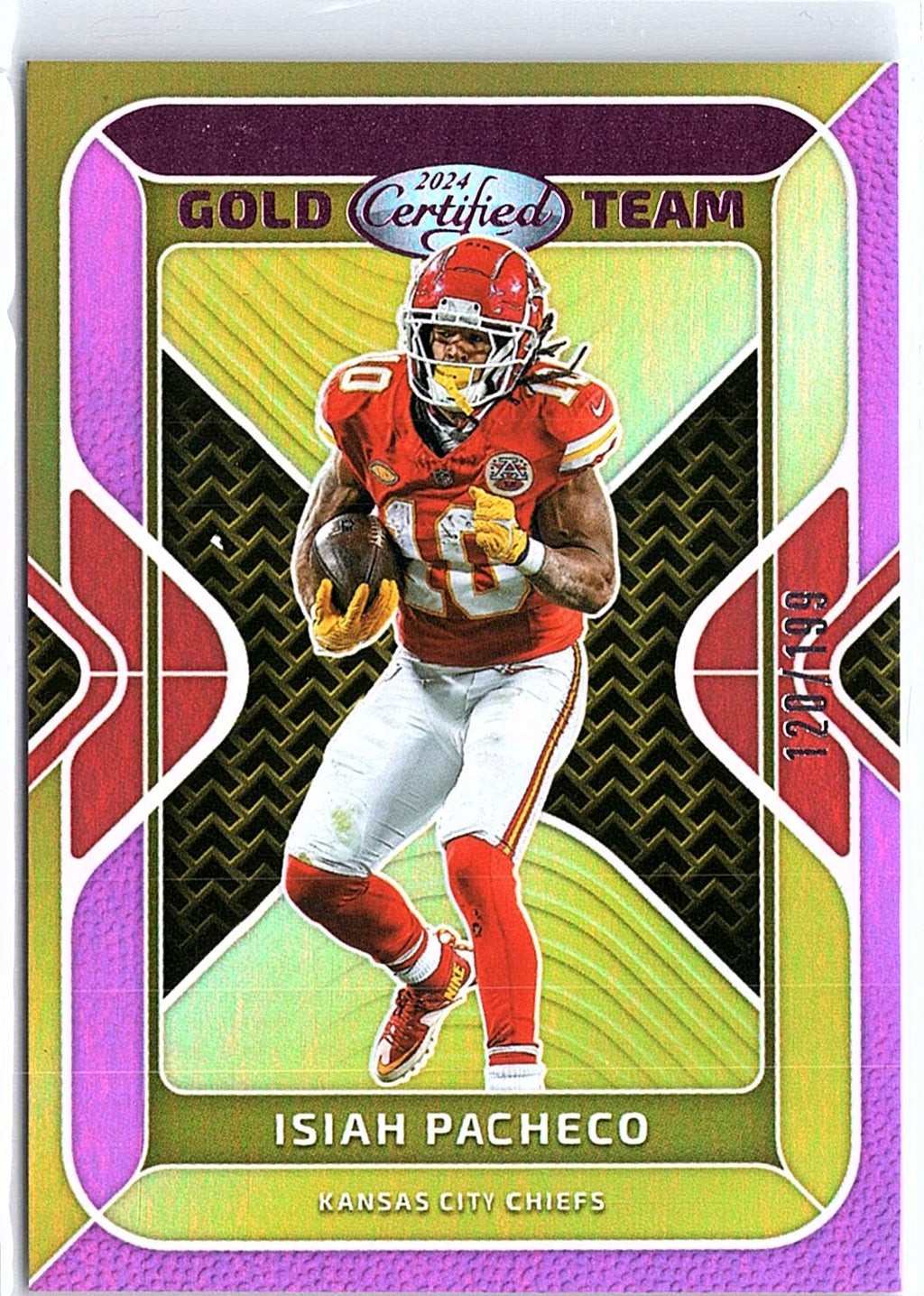 2024 Panini Certified #GT-IPO Isiah Pacheco Gold Team Pink /199