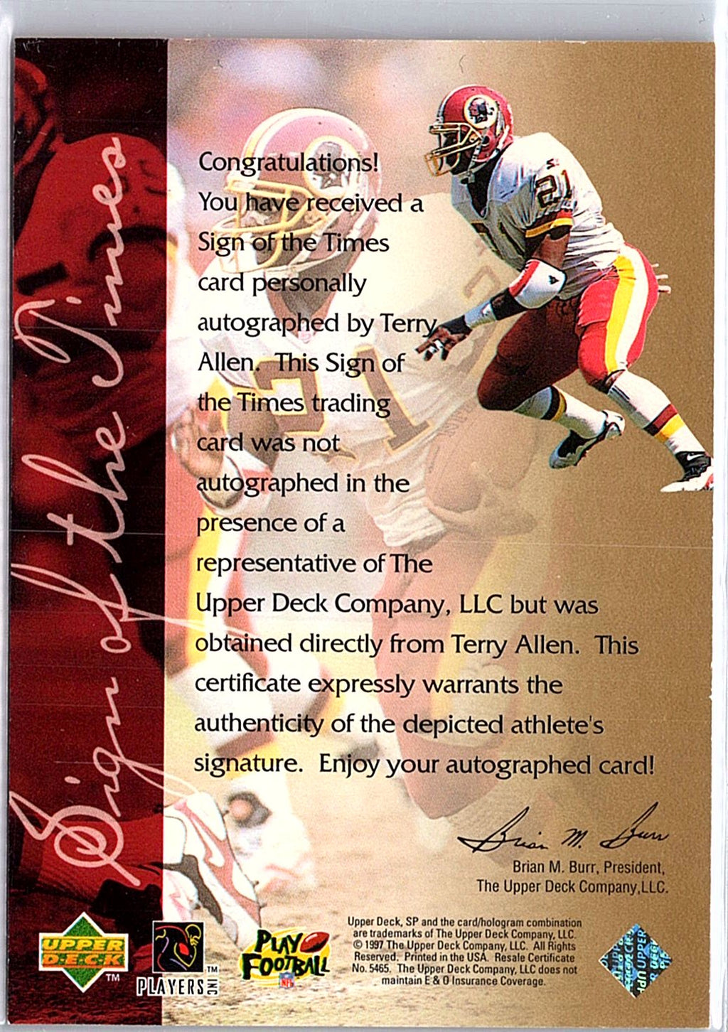 1997 SP Authentic - Sign of the Times #NNO Terry Allen