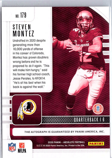 2020 Panini Absolute #179 Steven Montez Signature Rookies