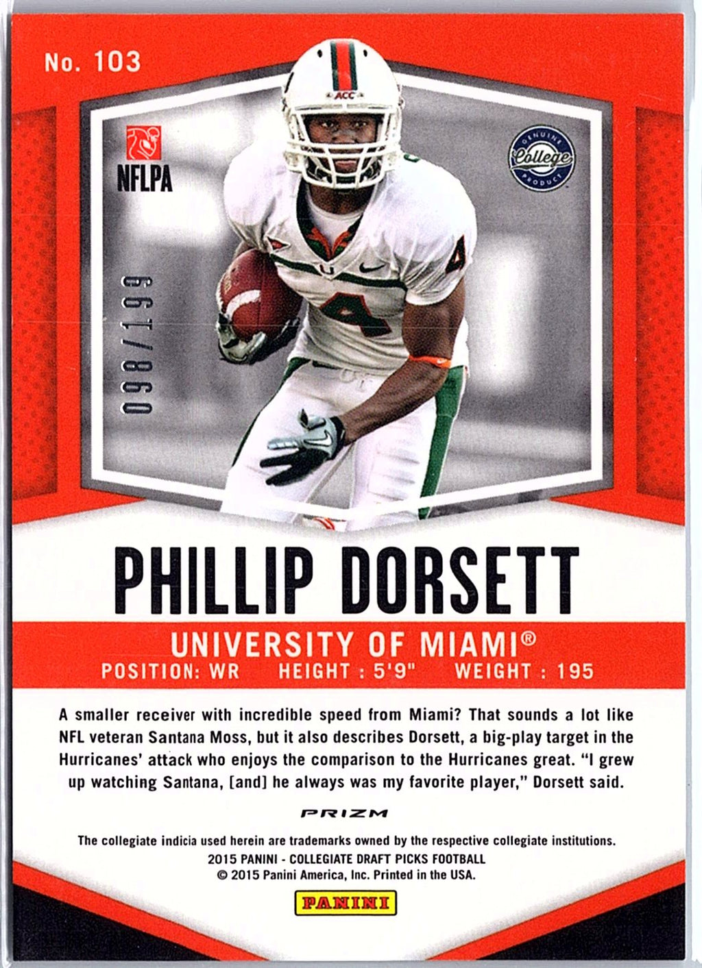 2015 Panini Prizm Collegiate Draft Picks #103 Phillip Dorsett Prizms Camo #/199